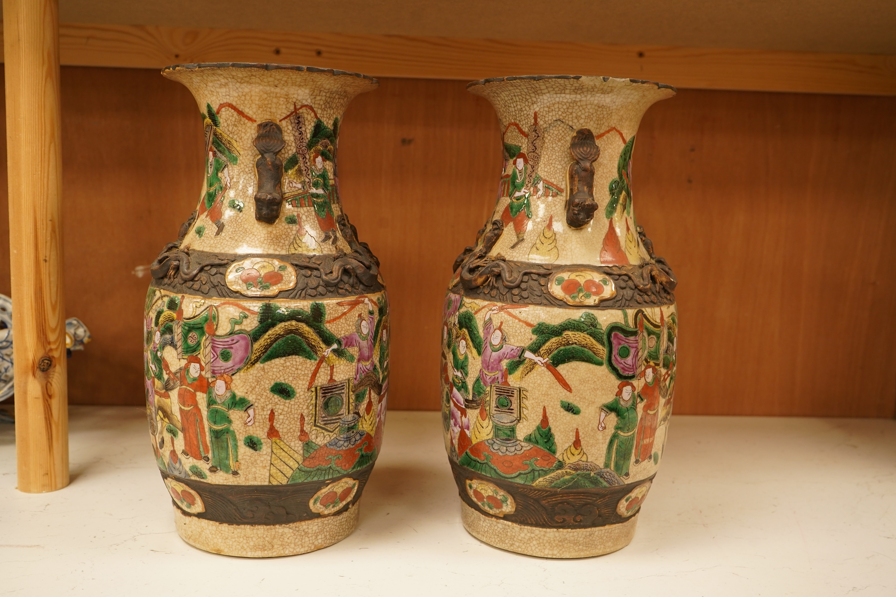A pair of 19th century Chinese crackle glaze vases, 36cm
